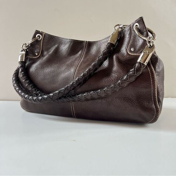 VTG Alfani Luxury Leather Dark Mocha Hobo Shoulder Handbag Purse - Picture 1 of 14